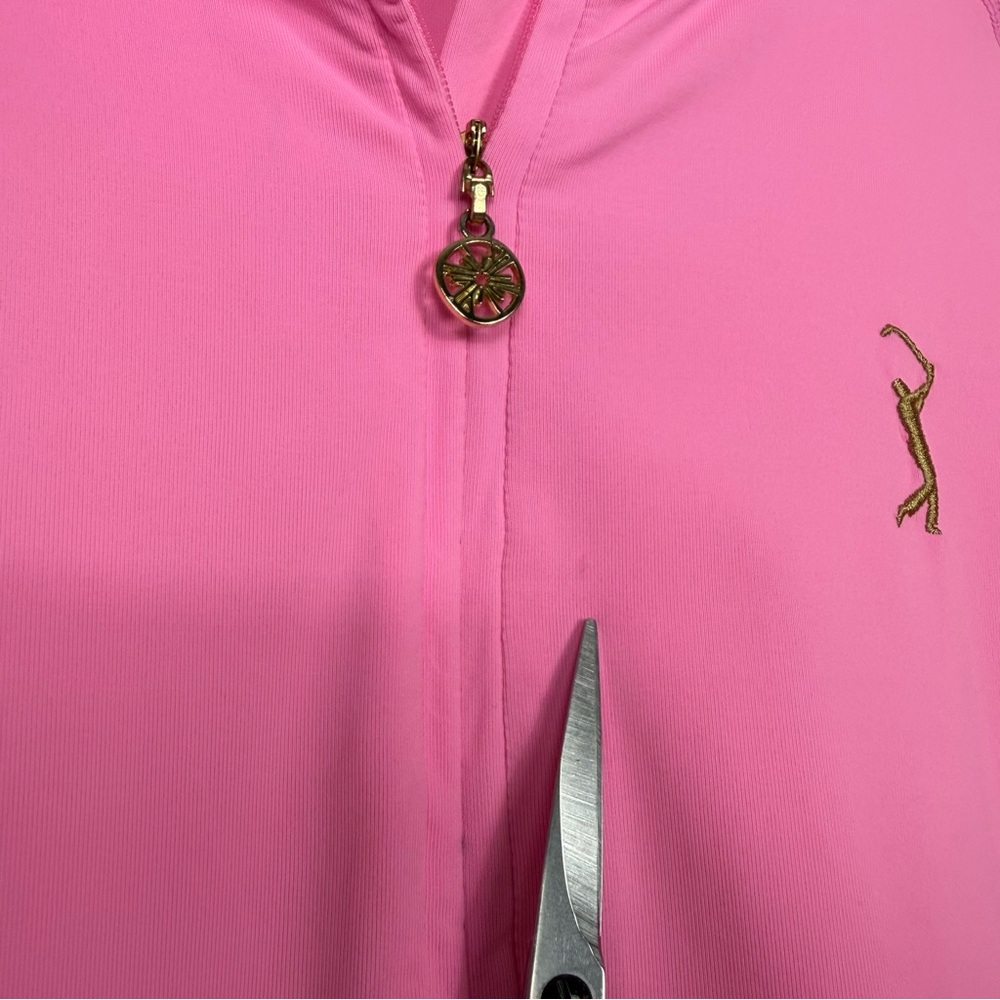 Lilly Pulitzer Pink Luxletic Marion Half-Zip Sunguard Mesh PGA Embroidery Large - Picture 4 of 8